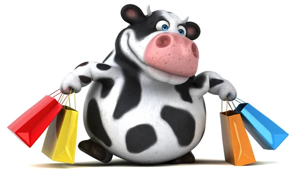 Vidám tehén gazdaság táskák — Stock Fotó