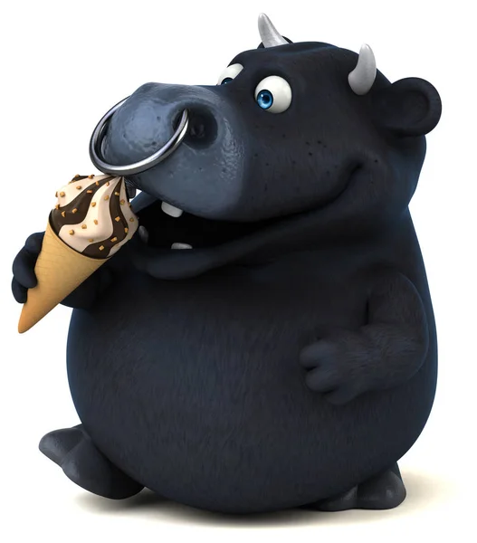 Cartoon character holding ice cream — Stock Photo, Image