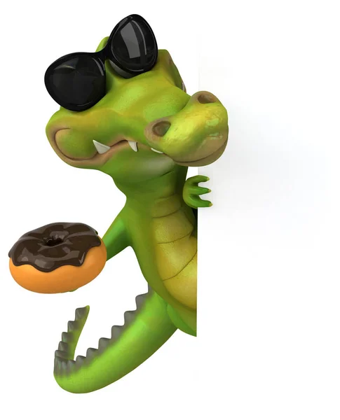 Personaje de dibujos animados que sostiene donut — Foto de Stock