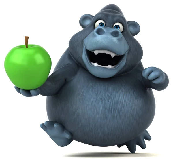 Rolig gorilla holding apple — Stockfoto