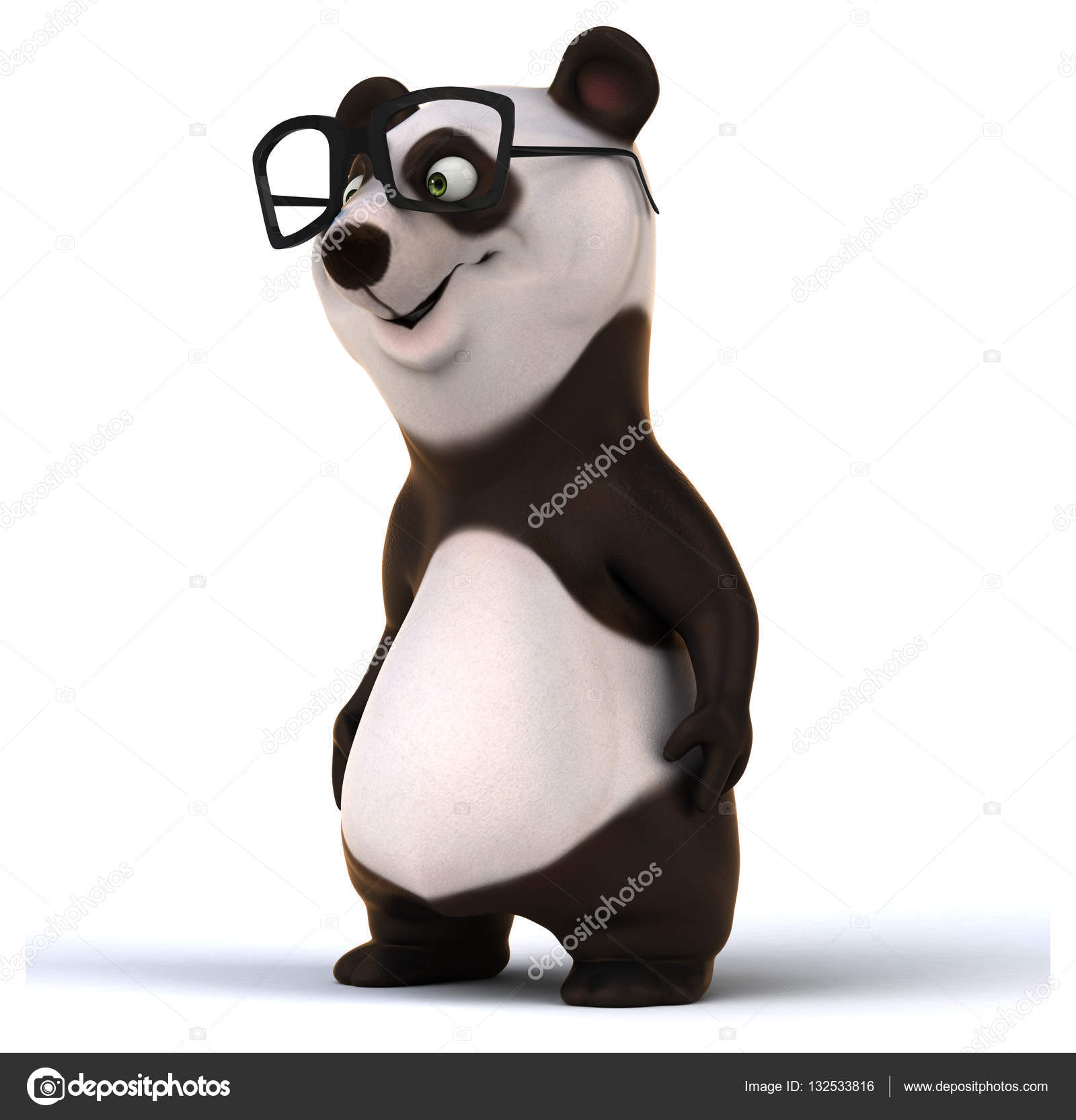 Fofo urso panda com ilustração de óculos.