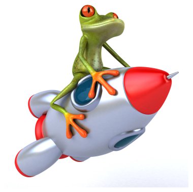 Roket üzerinde eğlenceli kurbağa 