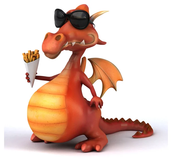 Dragon holding french fries — Stock Photo, Image