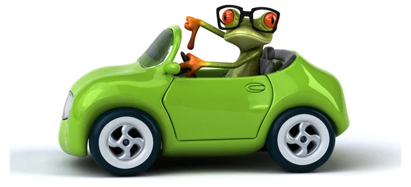 Grenouille et voiture amusantes — Photo