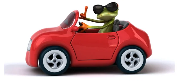 楽しいカエルと車 — ストック写真