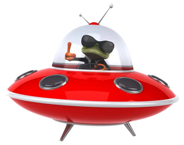 Personagem de desenho animado na nave espacial — Fotografia de Stock