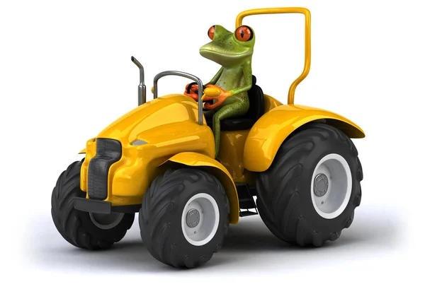 Frog driving tractor — Stock Photo, Image