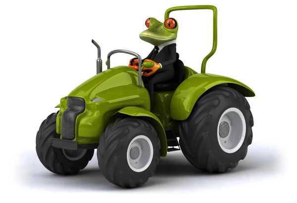 Frog driving tractor — Stock Photo, Image