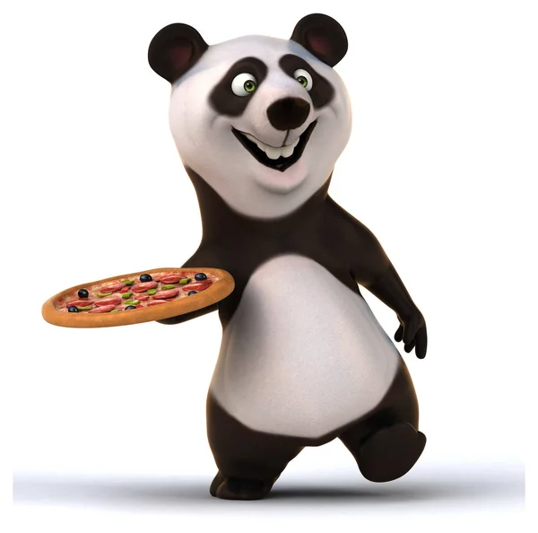 Cartoon character  holding pizza — Stock Photo, Image