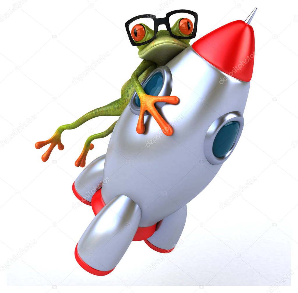 Fun frog on rocket 