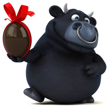 çizgi film karakteri holding Paskalya yortusu yumurta  