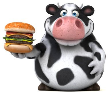 çizgi film karakteri holding hamburger