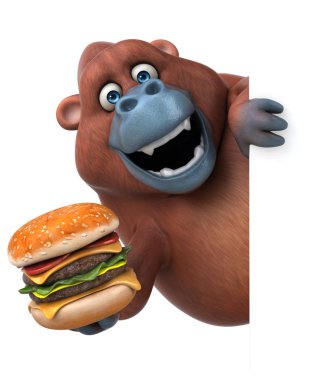 çizgi film karakteri holding hamburger