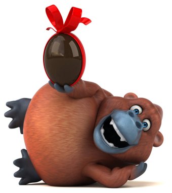 çizgi film karakteri holding Paskalya yortusu yumurta  