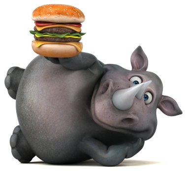 çizgi film karakteri holding hamburger