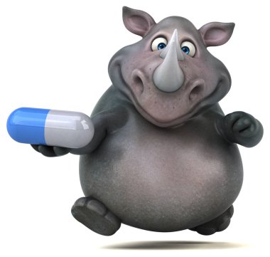 çizgi film karakteri holding hap 