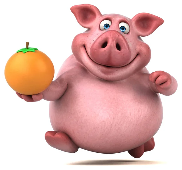 Cartoon  character holding orange — Stock Photo, Image