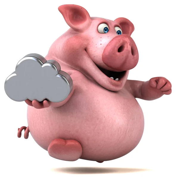 Personagem cartoon segurando nuvem — Fotografia de Stock