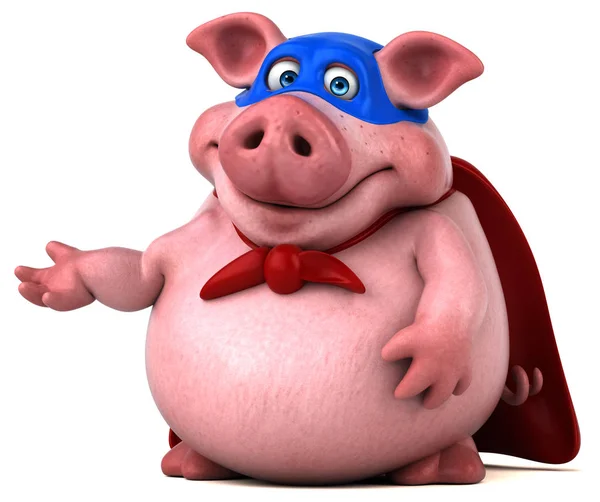 Pig wearing super hero costume — Stock Photo, Image