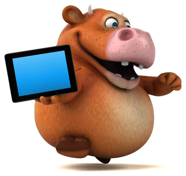 Personagem de desenho animado segurando tablet — Fotografia de Stock