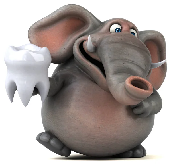 Cartoon character  holding tooth — Stock Photo, Image