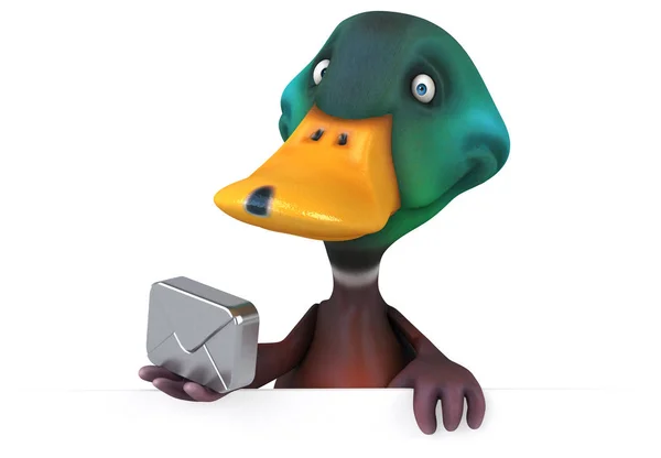 Niedliche Ente mit Postschild — Stockfoto