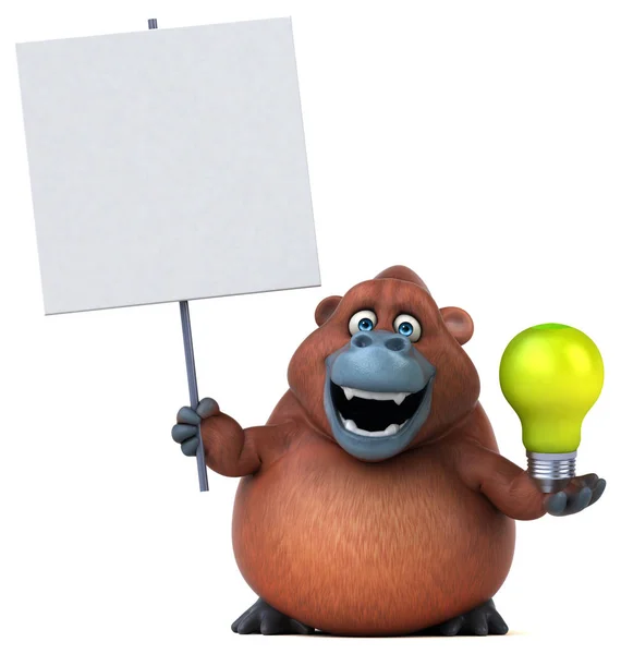 Character holding light bulb — Stock Photo, Image