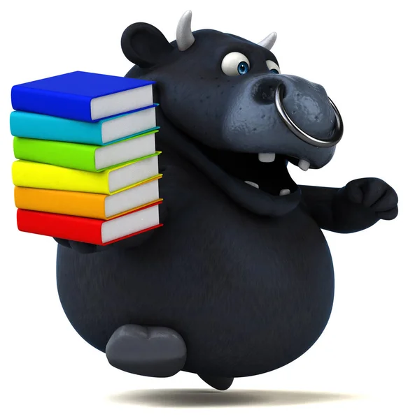 Zeichentrickfigur mit Büchern Stockbild