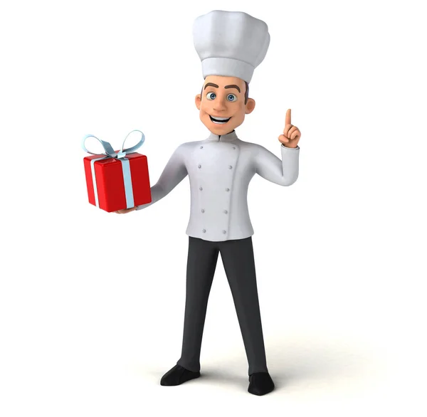 Chef holding present — Stock Photo, Image