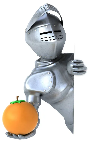 Fun knight with orange — Stock Photo, Image