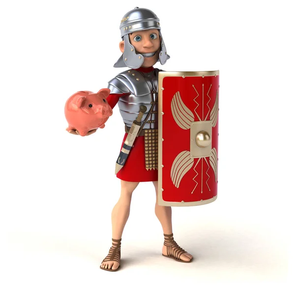 Soldier holding  piggy bank — Stock Photo, Image