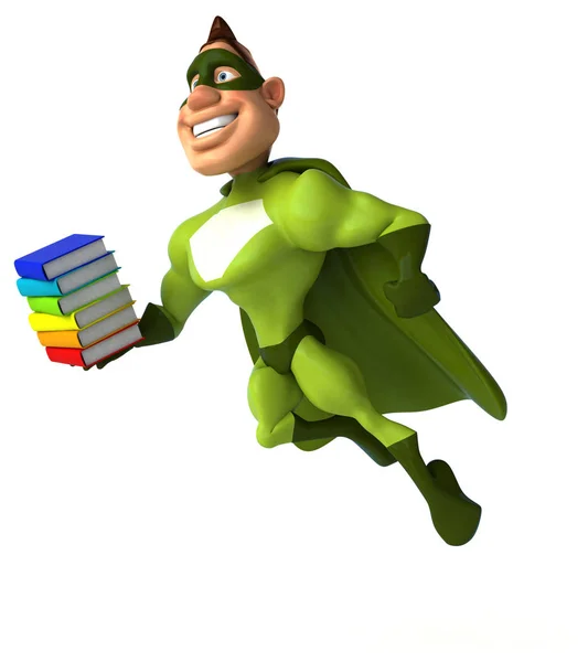 Super-herói segurando livros — Fotografia de Stock
