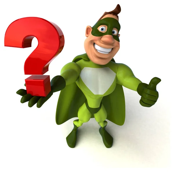 Superhero holding question mark — Stock Photo, Image