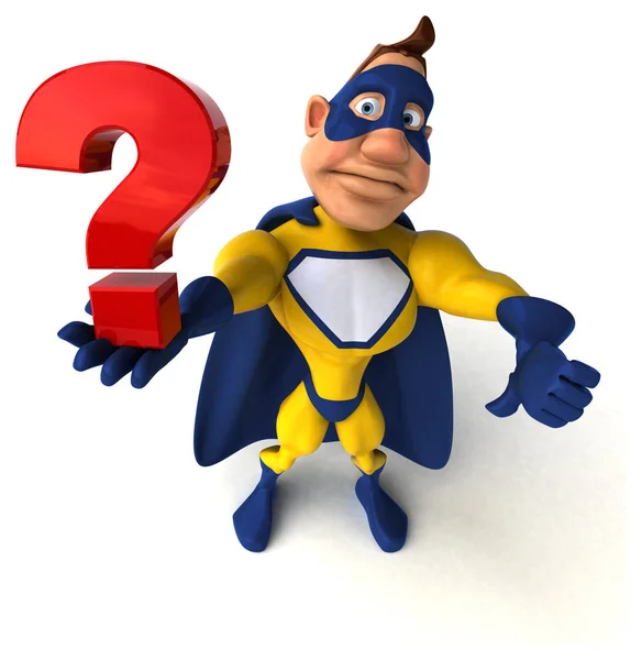 Superhero holding question mark — Stock Photo, Image