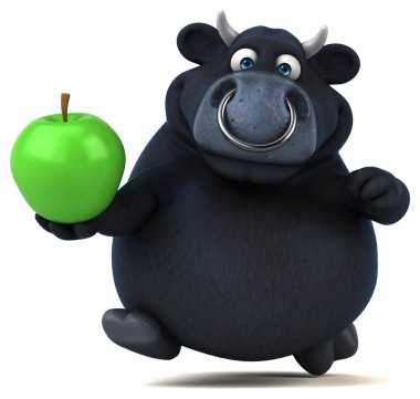 çizgi film karakteri holding elma 