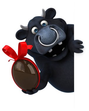 çizgi film karakteri holding Paskalya yortusu yumurta  