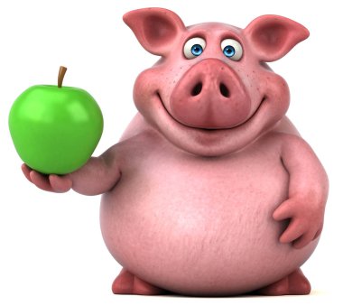 çizgi film karakteri holding elma 