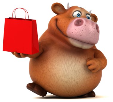 çizgi film karakteri holding çanta 