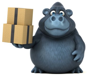 kutuları tutarak çizgi film karakteri