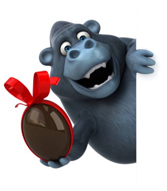 çizgi film karakteri holding Paskalya yortusu yumurta  