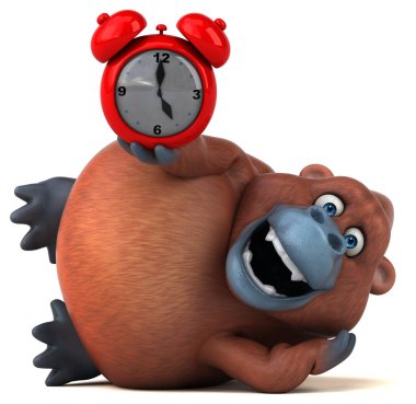 çizgi film karakteri holding saat 