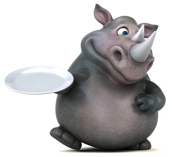 Cartoon character  holding plate — Stock Photo, Image