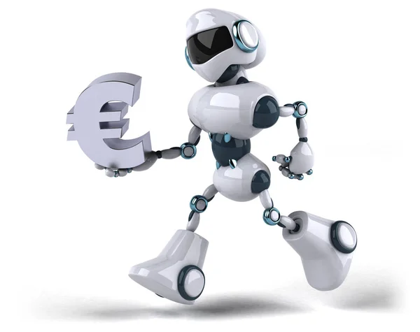 Robot holding euro sign — Stock Photo, Image