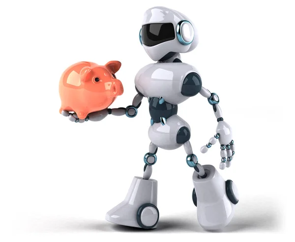 Robot holding  piggy bank — Stock Photo, Image