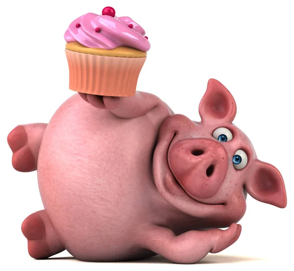 Gazdaság cupcake rajzfilmfigura — Stock Fotó