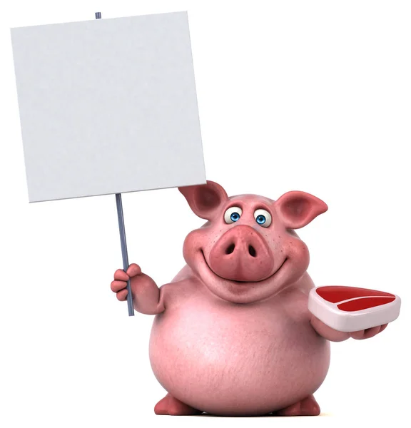 Personagem de desenho animado segurando carne — Fotografia de Stock