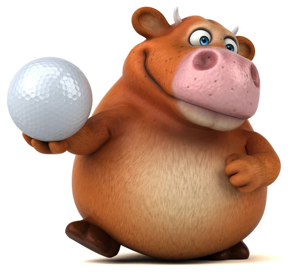 Personnage de dessin animé tenant balle de golf — Photo