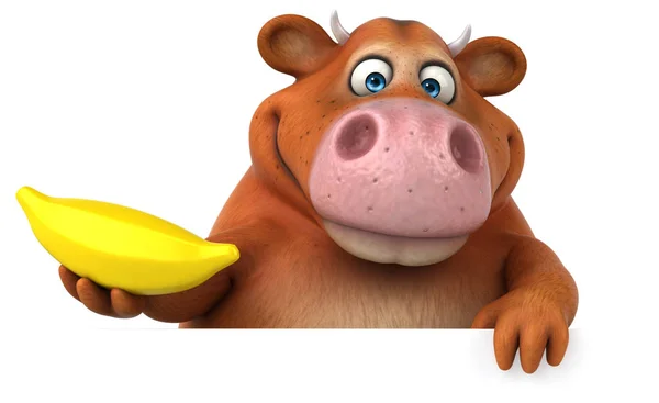 Personagem de desenho animado segurando banana — Fotografia de Stock