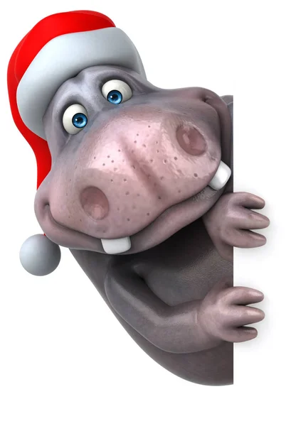 Cartoon character  wearing santa  hat — Stock Photo, Image