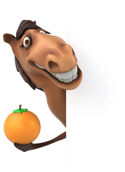 Personaje de dibujos animados sosteniendo naranja — Foto de Stock